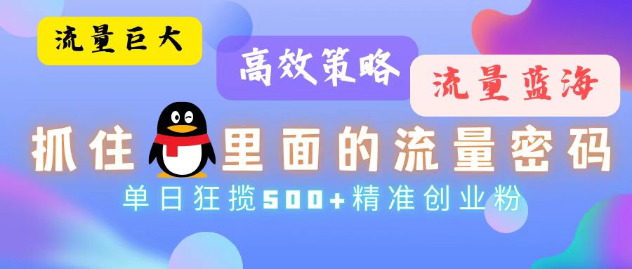 流量蓝海，抓住QQ里面的流量密码！高效策略，单日狂揽500+精准创业粉-流星社区